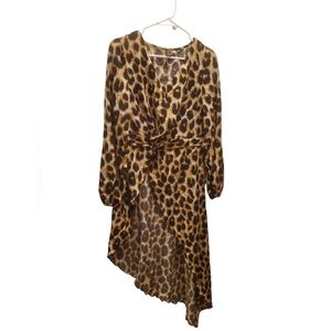 SHEIN Cheetah print Hi Lo Top with Side Zipper